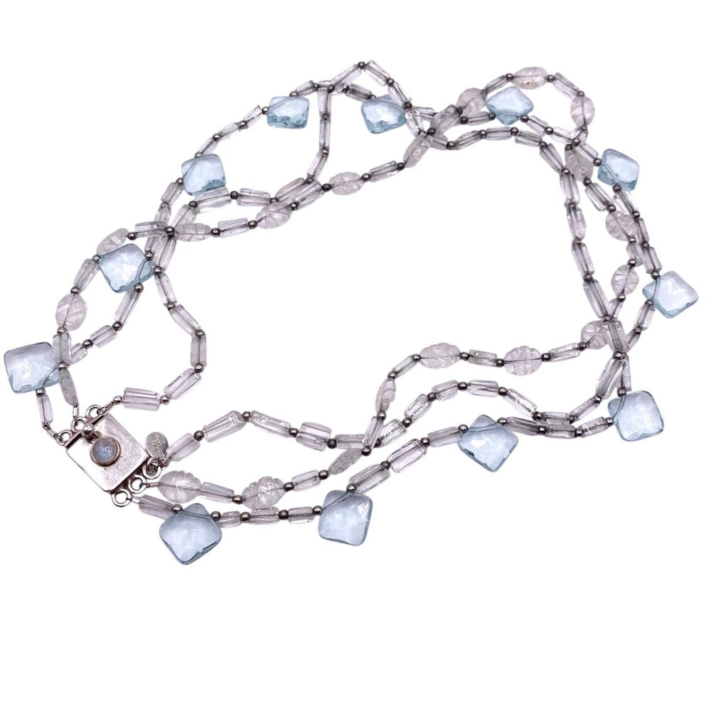 Irina Serbina Sterling Silver Quartz Bohemian Glass Necklace